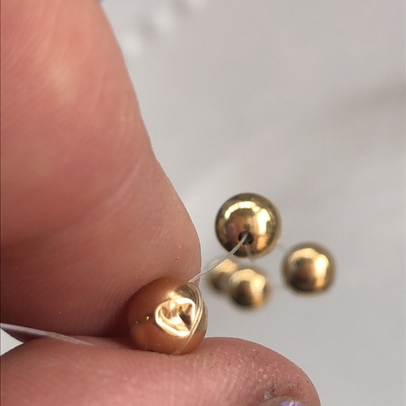 14K Real Yellow Gold Bead Invisible Necklace - Picture 9 of 9